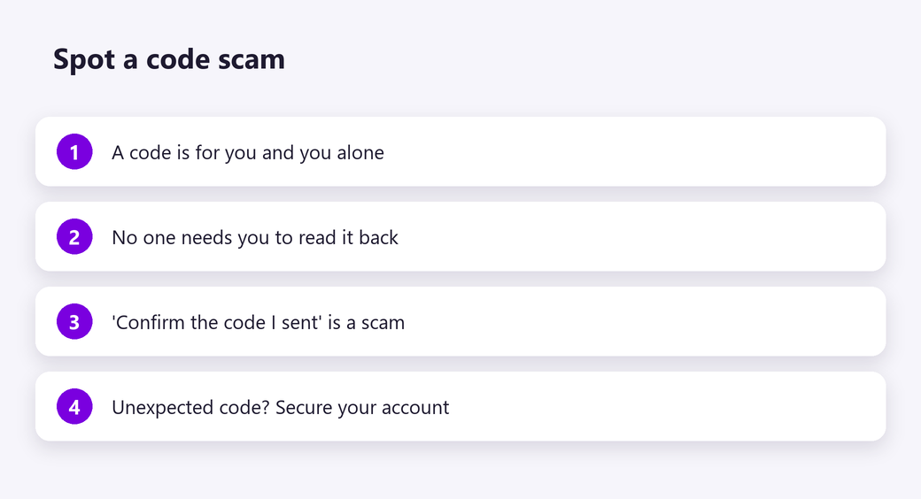 Spot a verification code scam