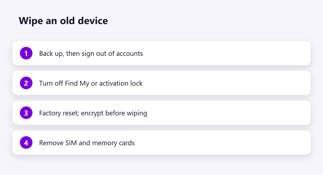 Wipe an old device