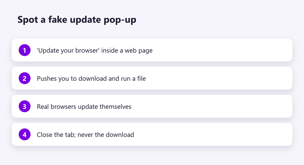 Spot a fake update pop-up