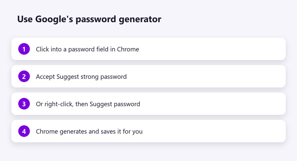 Use Google password generator