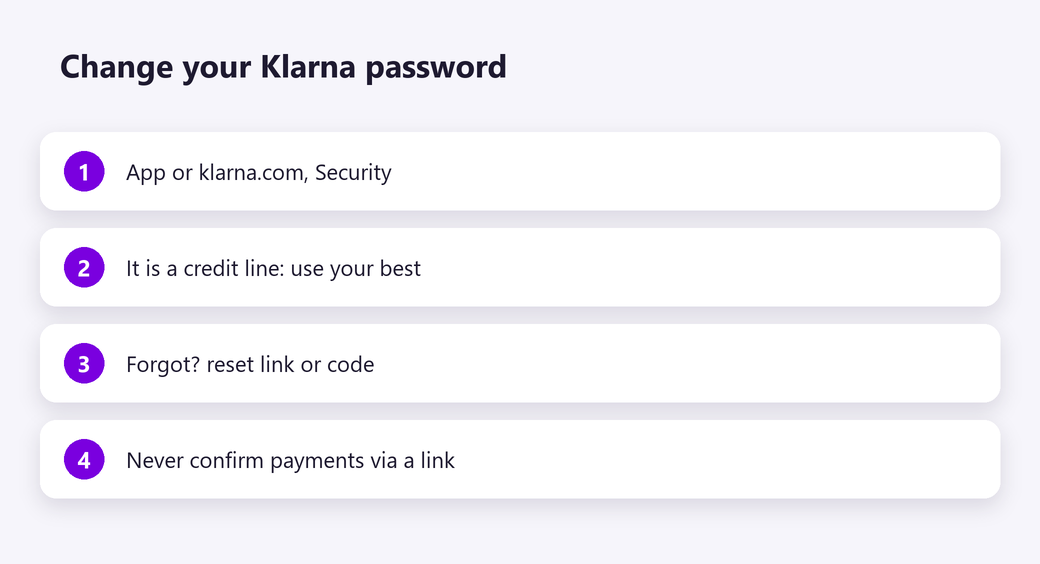 Change your Klarna password
