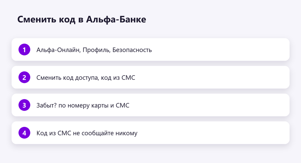 Сменить код в Альфа-Банке