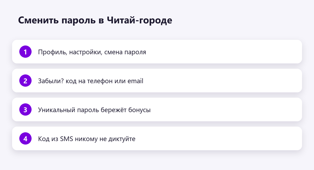 Сменить пароль в Читай-городе