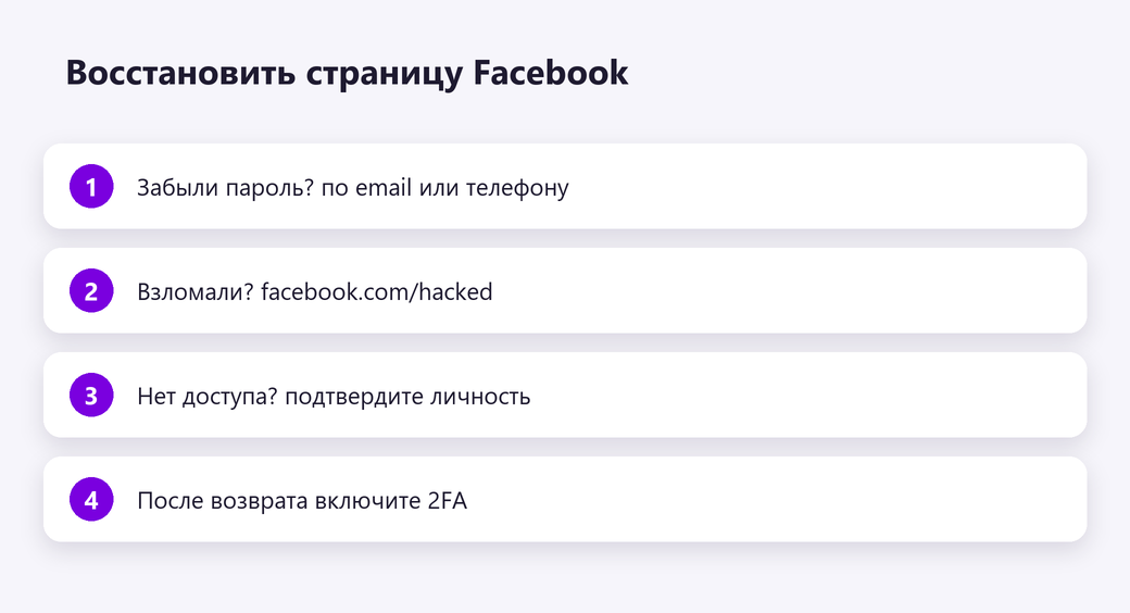 Восстановить страницу Facebook