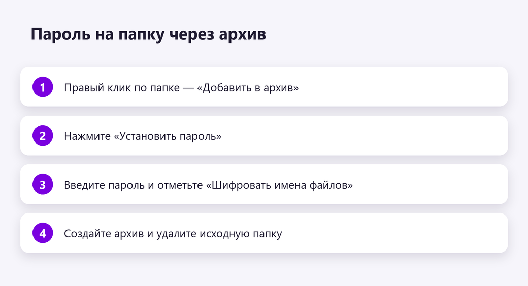 Пароль на папку через архив