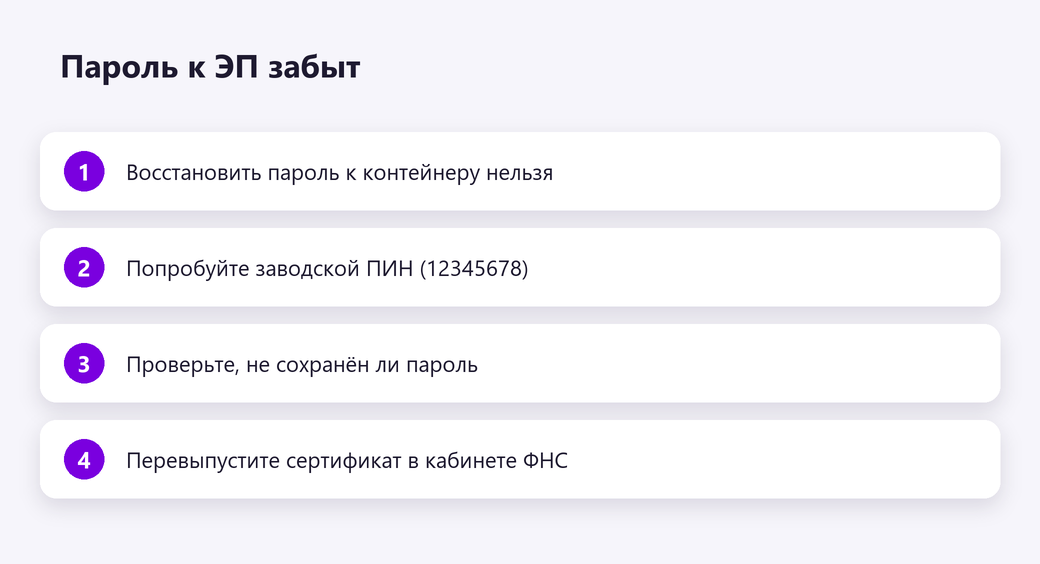 Пароль к сертификату ЭП забыт