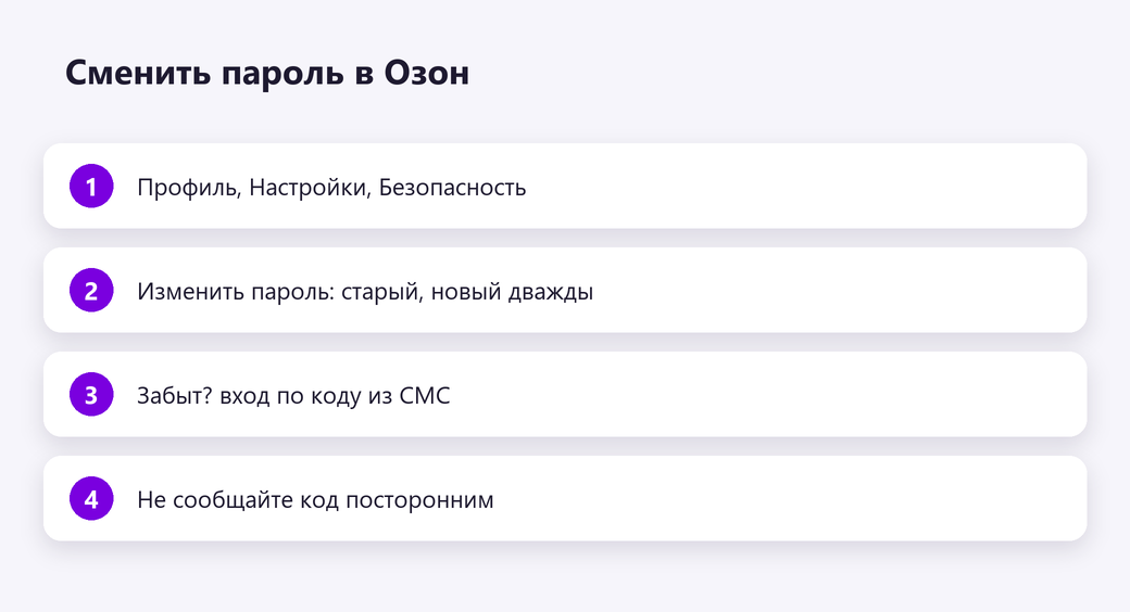 Сменить пароль в Озон