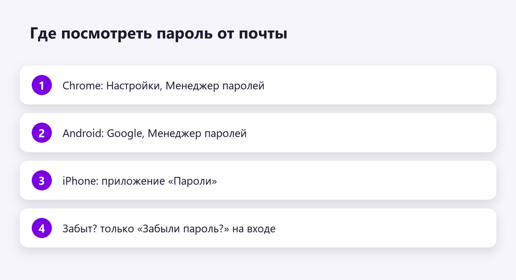 Где посмотреть пароль от почты