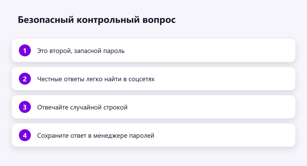 Безопасный контрольный вопрос