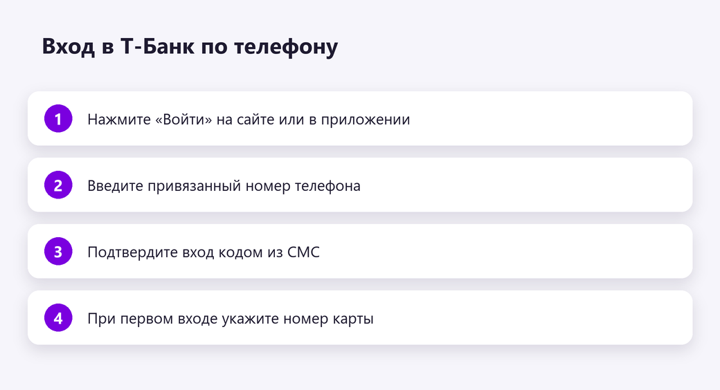 Вход в Т-Банк по номеру телефона
