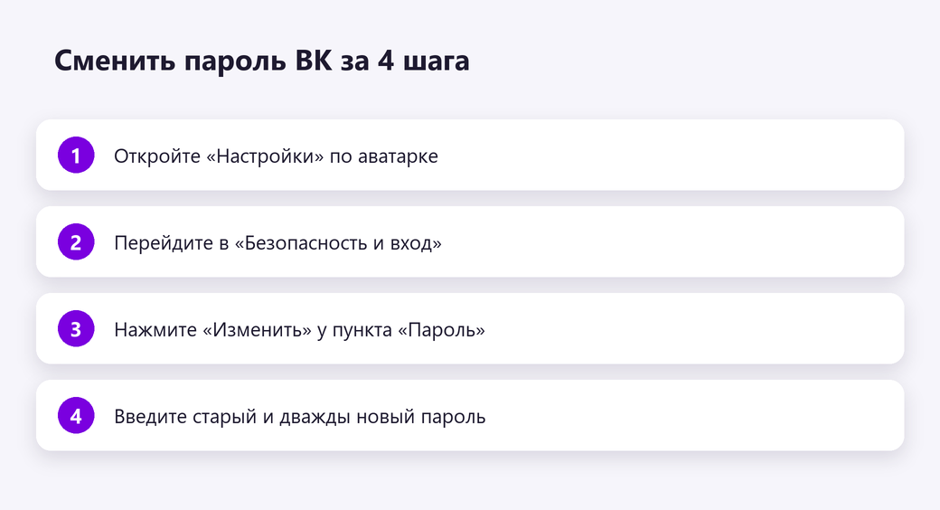 Как сменить пароль ВКонтакте
