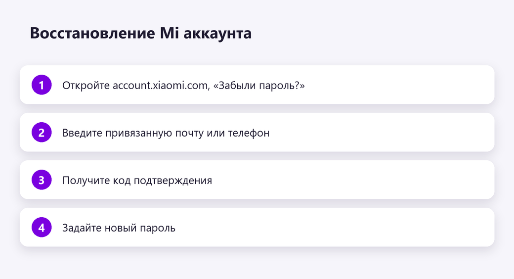 Восстановление Mi аккаунта